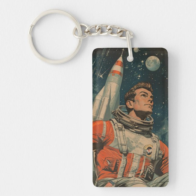 Astronaut Art Astronaut Gallery Art Vintage Art Keychain (Front)
