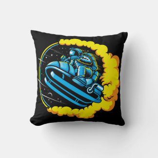 Astronaut Astro Jump With Snowmobile Throw Pillow