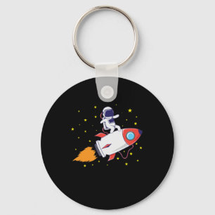 Astronaut auf Rakete Keychain