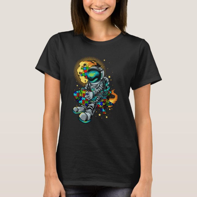 Astronaut Autism Awareness With Autistic Planet Fo T-Shirt (Front)