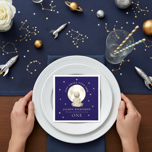 Astronaut Baby One Small Step first Birthday Napkins (Creator Uploaded)