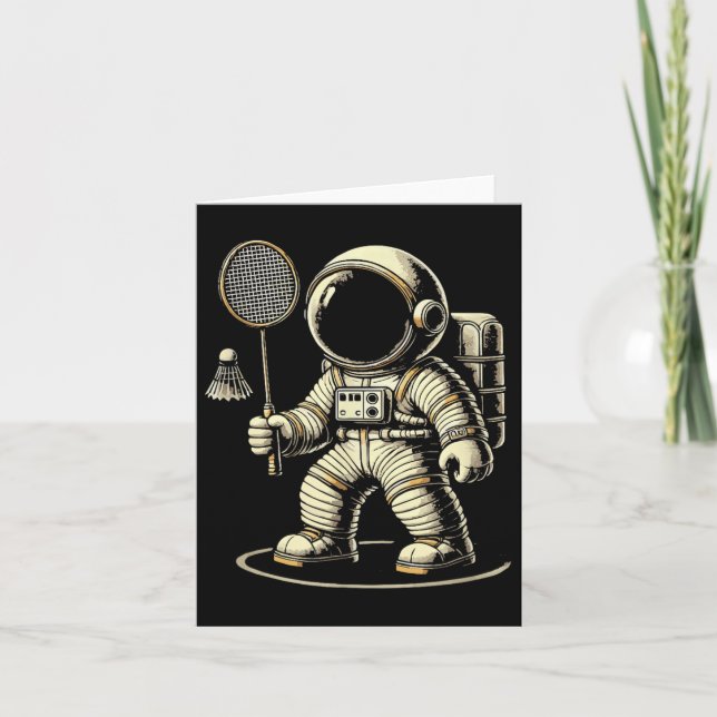 Astronaut Badminton Player Shuttle  Card (Front)