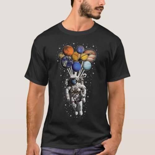 Astronaut Balloon Planets Astronomy Spaceman Ga T_Shirt