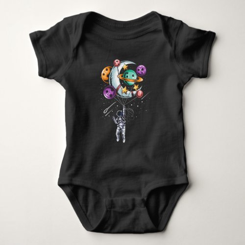 Astronaut Balloon Planets Illustrations Baby Bodysuit