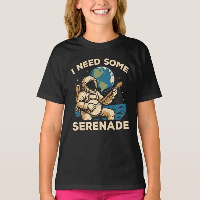 Astronaut Banjo Serenade Cosmic Sound T-Shirt (Front)