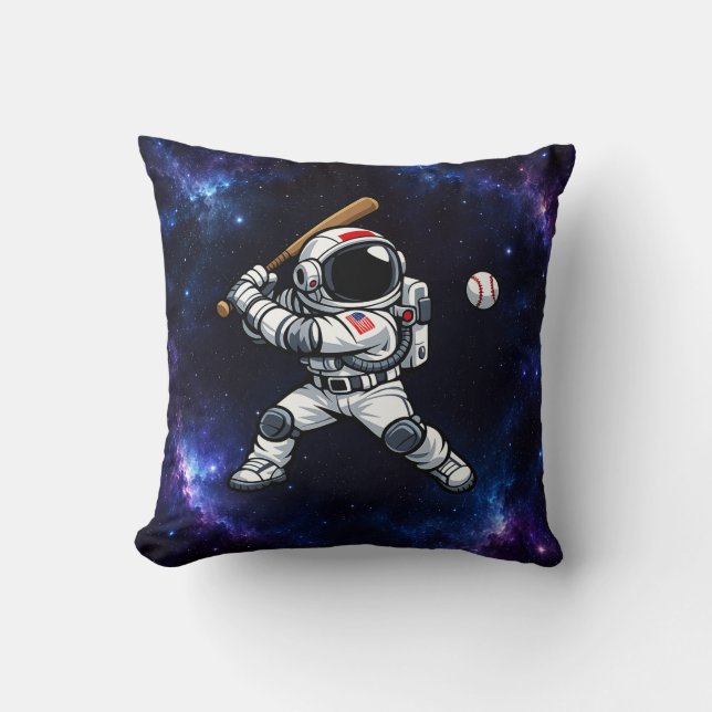 Astronaut Baseball Throw Pillow (Front)