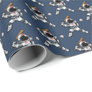 Astronaut Baseball Wrapping Paper