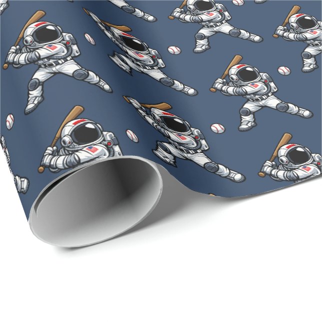 Astronaut Baseball Wrapping Paper (Roll Corner)