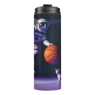 Astronaut basket ball with cat thermal tumbler