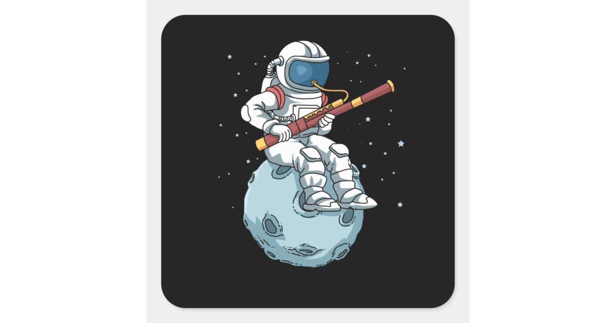 Astronaut Bassoon Band Player Bassoonist Bassoon Square Sticker | Zazzle