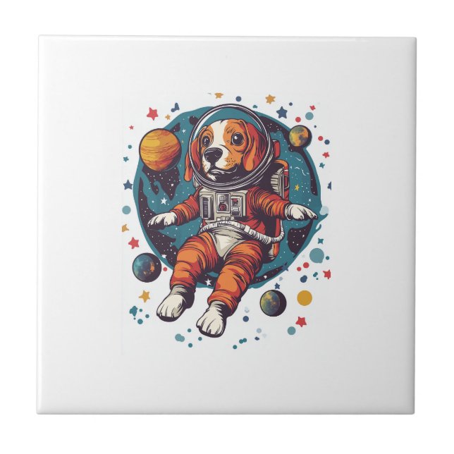 Astronaut Beagle � Space Explorer Dog Ceramic Tile (Front)