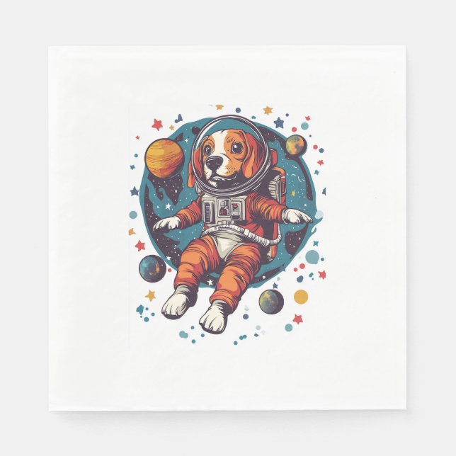 Astronaut Beagle – Space Explorer Dog Napkins (Front)