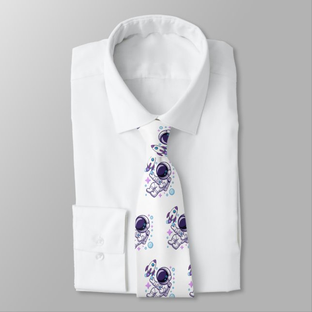 Astronaut Beautiful Designed pattern  Neck Tie (Tied)