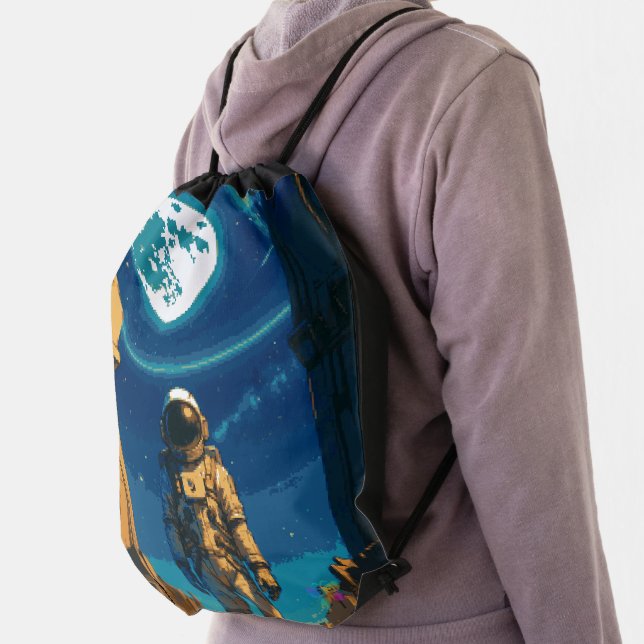 Astronaut Beneath the Celestial Gate Drawstring Bag (Insitu)