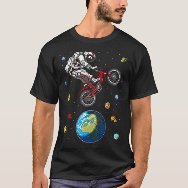 Astronaut Bicycle Jumping T-Shirt (Front)