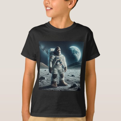 Astronaut Bigfoot Moon Landing Graphic T_Shirt
