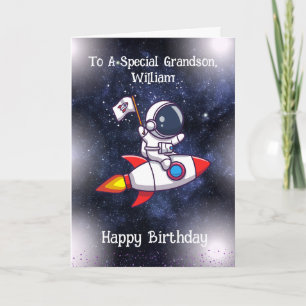 Astronaut birthday card, Editable text/name Card