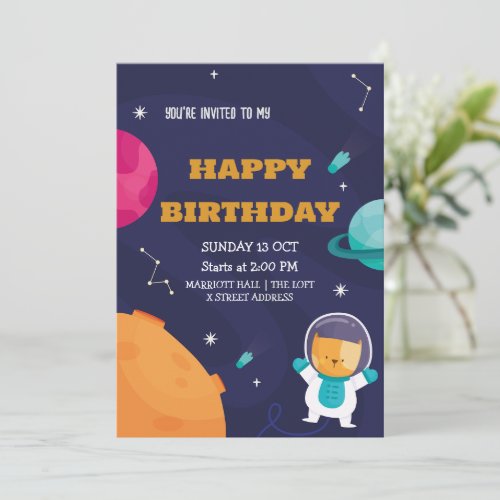 astronaut Birthday Invitation for kid