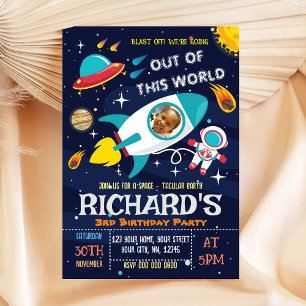 Astronaut Birthday Invitation with photo