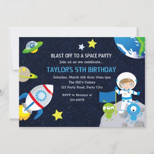 Astronaut Birthday Invitations Boys