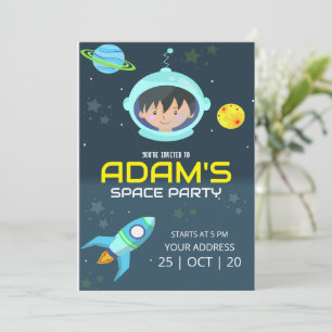 Astronaut Birthday Invite, Outer Space Birthday Invitation