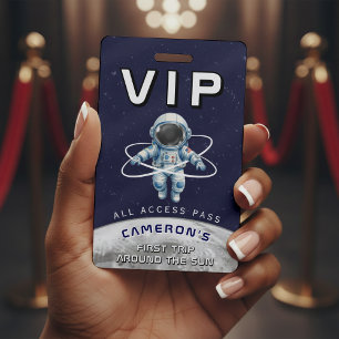 Astronaut Birthday Party 1st Trip Around the Sun Badge