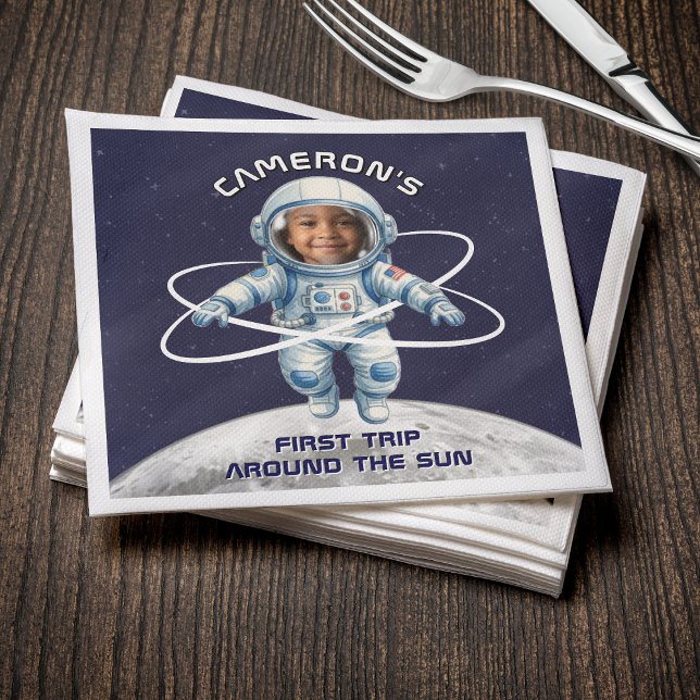 Astronaut Birthday Party 1st Trip Around the Sun Napkins (Creator Uploaded)