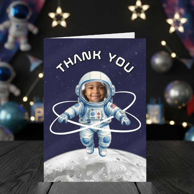 Astronaut Birthday Party 1st Trip Around the Sun Thank You Card (Creator Uploaded)