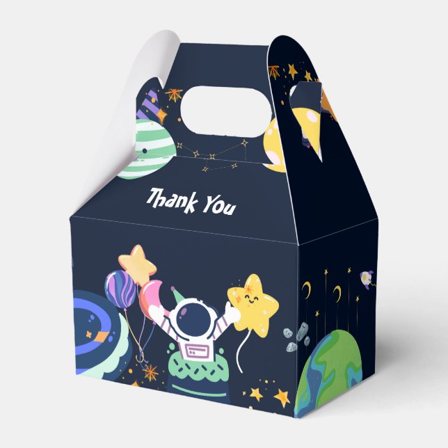Astronaut birthday party  favor boxes (Front Side)