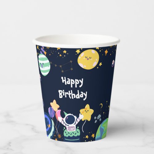 Astronaut birthday party on space  paper cups