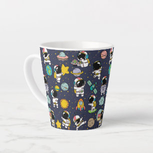 Astronaut Birthday Space Party Pattern Latte Mug