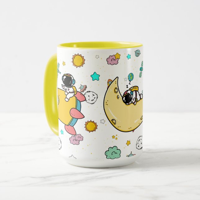 Astronaut Birthday Space Party Pattern Mug (Front Left)