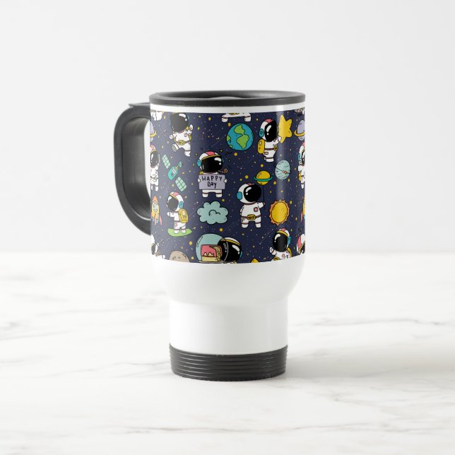 Astronaut Birthday Space Party Pattern Travel Mug (Front Left)