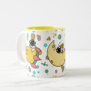 Astronaut Birthday Space Party Pattern Two-Tone Coffee Mug