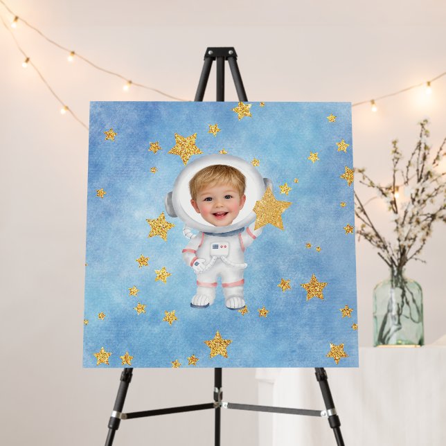 Astronaut Birthday Welcome Foam Board Sign (In Situ (Stand))