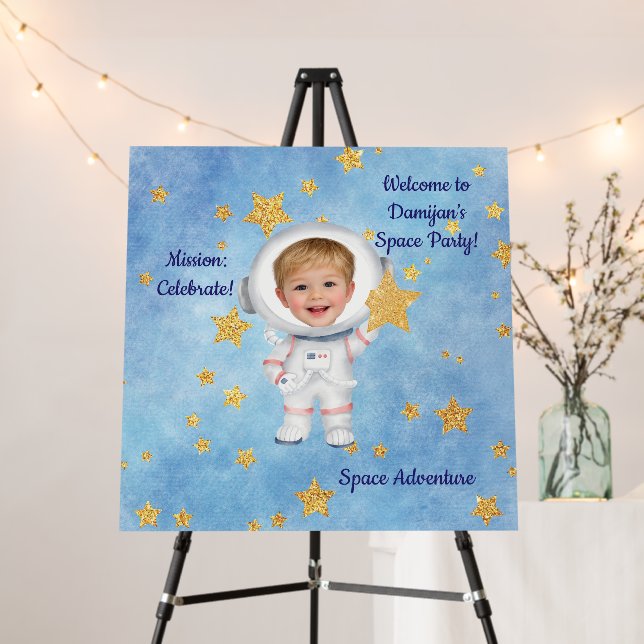 Astronaut Birthday Welcome Foam Board Sign (In Situ (Stand))
