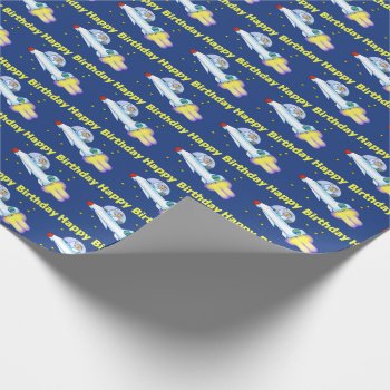Astronaut Birthday Wrapping Paper by Shenanigins at Zazzle