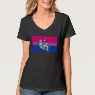 Astronaut Bisexual Pride Flag Crescent Moon Outer  T-Shirt