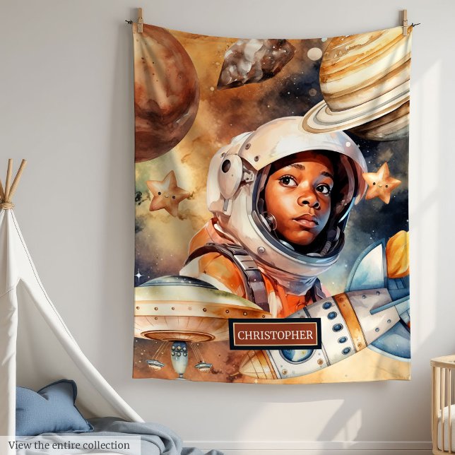 Astronaut Blanket for Black Boys Cute Space Gift (Astronaut Blanket for Black Boys Cute Space Gift)