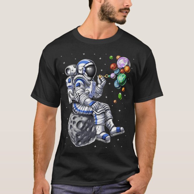 Astronaut Blowing Bubbles T-Shirt (Front)