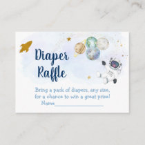 Astronaut Blue Gold Space Baby Diaper Raffle Enclosure Card