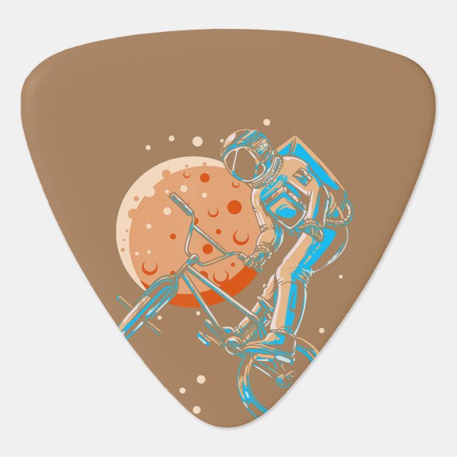 Astronaut BMX Moon Space Biker Guitar Pick (Front)