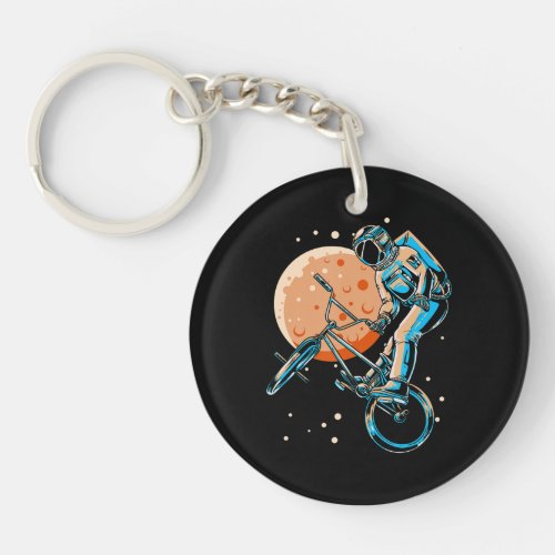 Astronaut BMX Moon Space Biker Keychain