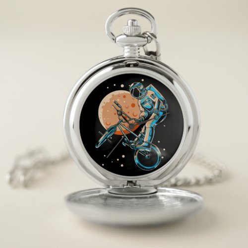 Astronaut BMX Moon Space Biker Pocket Watch