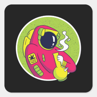 astronaut bong square sticker