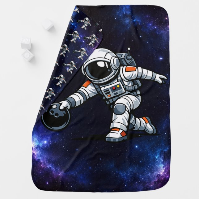 Astronaut Bowling Baby Blanket (In Situ)