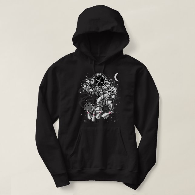 Astronaut Bowling Ripple XRP Crypto Coin HODL Hoodie (Design Front)