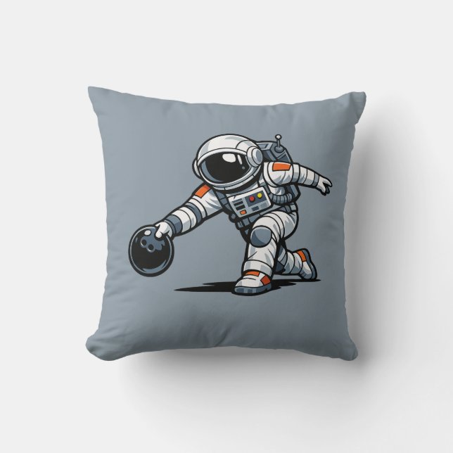 Astronaut Bowling Throw Pillow (Front)