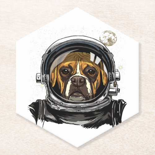 Astronaut Boxer Dog Space Exploration Astronomy Paper Coaster