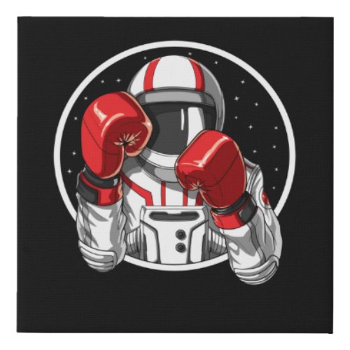 Astronaut Boxing Faux Canvas Print
